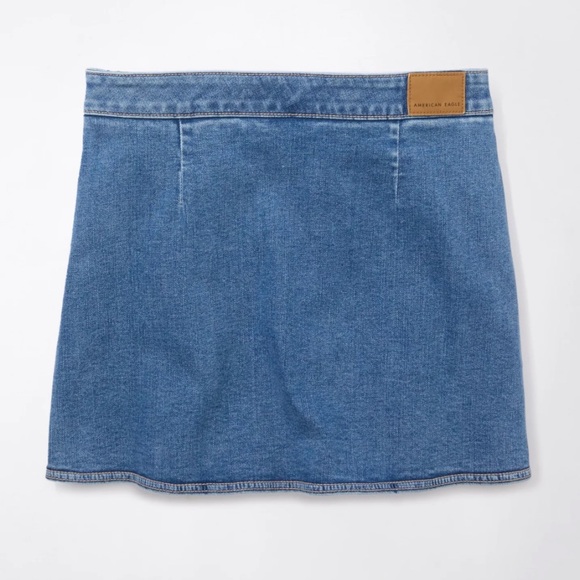 AE Next Level High-Waisted Denim Skort in medium indigo wash 12 NEW - Picture 4 of 6